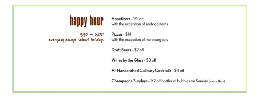 The Happy Hour menu at Monkeypod Kitchen Waikīkī.