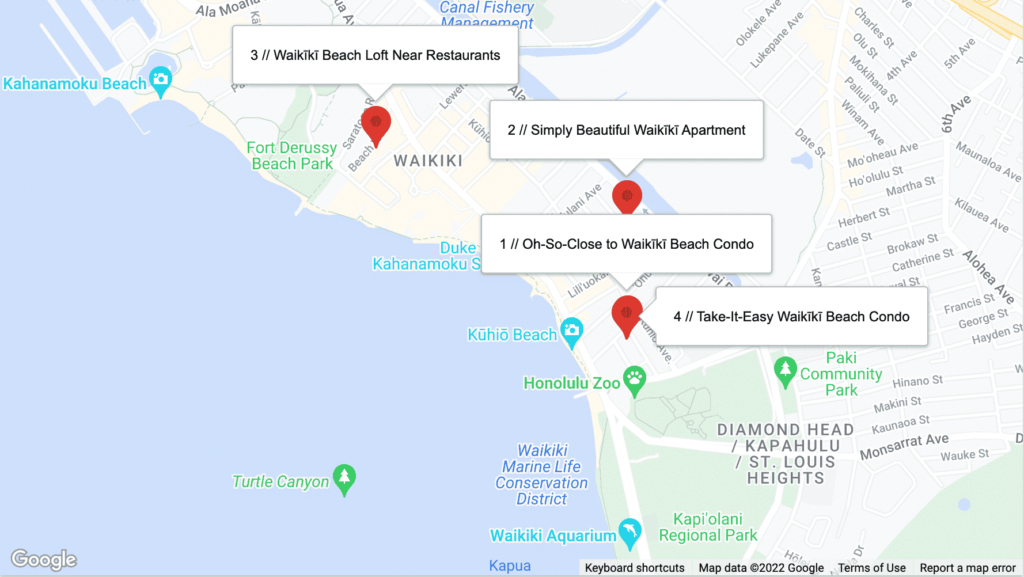 Waikiki Apartments Location Map