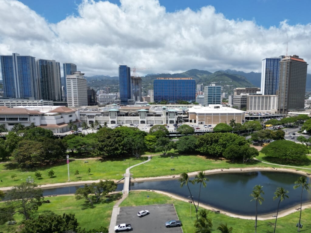Aerial view of Ala Moana Center.
