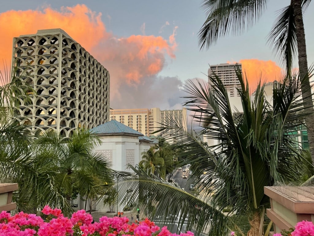 Overlooking Royal Hawaiian Avenue.