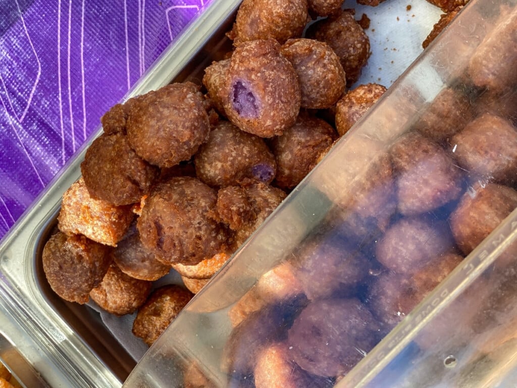 Fresh poi mochi balls from Mochi Aulelei at Honolulu Farmers Market.