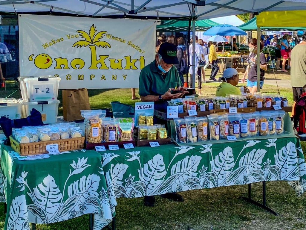 Ono Kukui Company stall selling hand made cookies at Honolulu Farmers Markets.