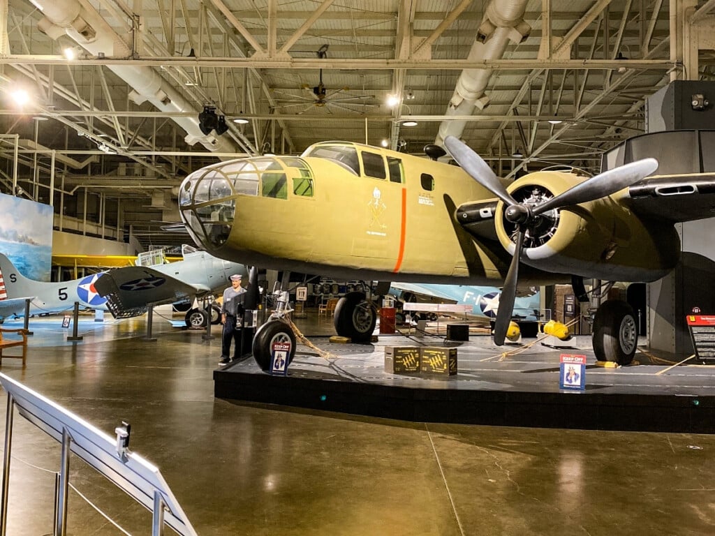 Military plane model displayed at the Pearl Harbor Aviation Museum.