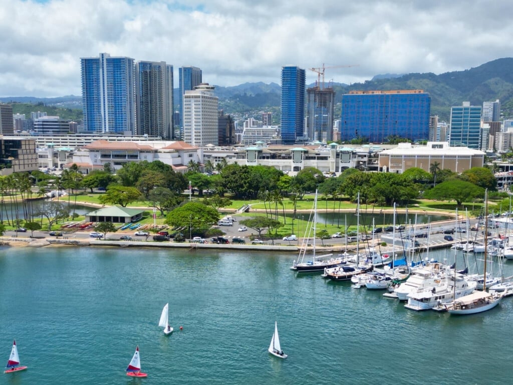Ala Moana Center in the background, in Honolulu, Oʻahu.