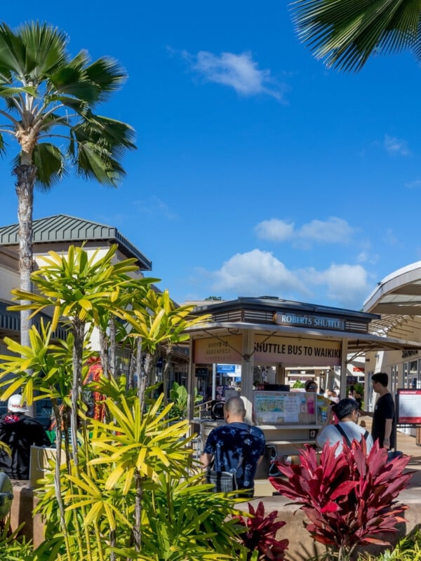 The shuttle counter at Waikele Premium Outlets on Oʻahu, Hawaiʻi.