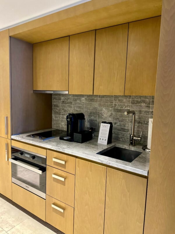 A view of the kitchenette in The Ritz Carlton, Waikiki Beach Residences hotel.