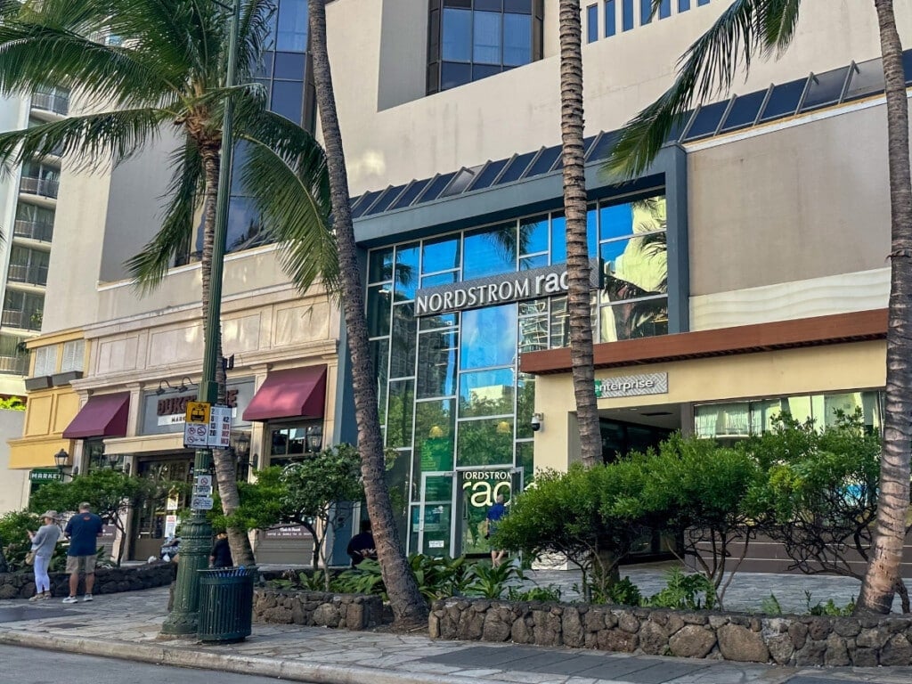 Exterior street view of Nordstrom Rack in Waikīkī.