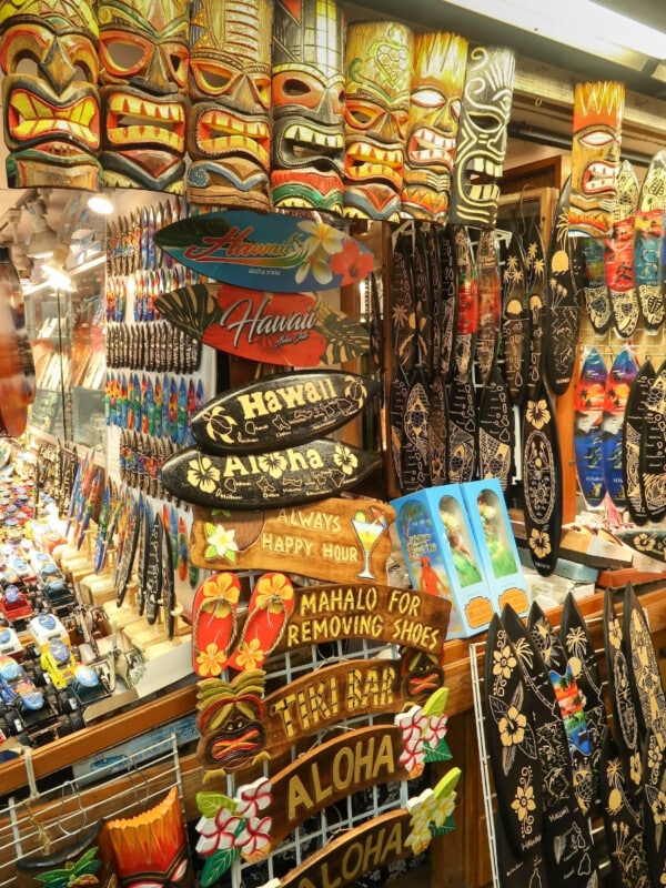A trinkets stall in Duke's Marketplace.