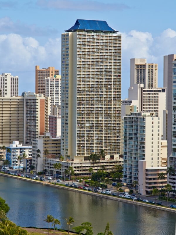 The Aqua Skyline Hotel at Island Colony on the Ala Wai Canal in Waikīkī