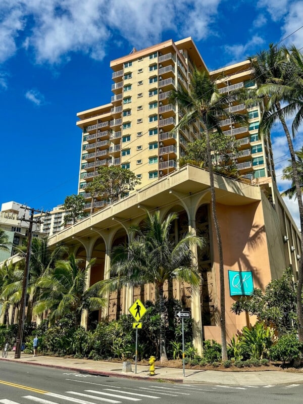 The Queen Kapiolani Hotel building at DECK. Waikiki restaurant