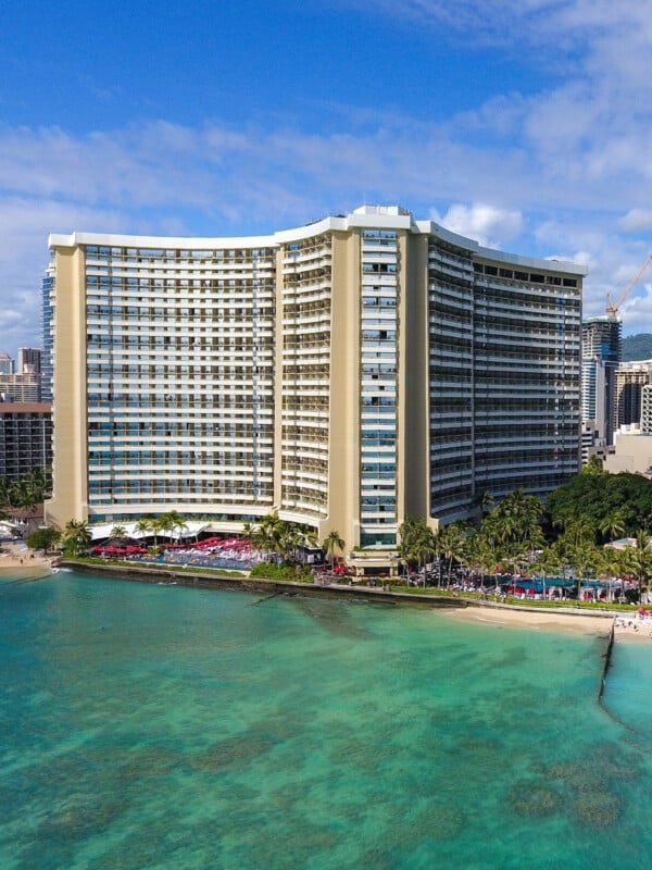 The Sheraton Waikiki large hotel building on Waikīkī Beach