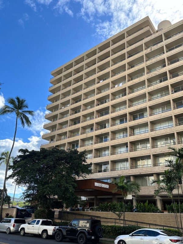 The Wayfinder Waikiki building on the Ala Wai Boulevard