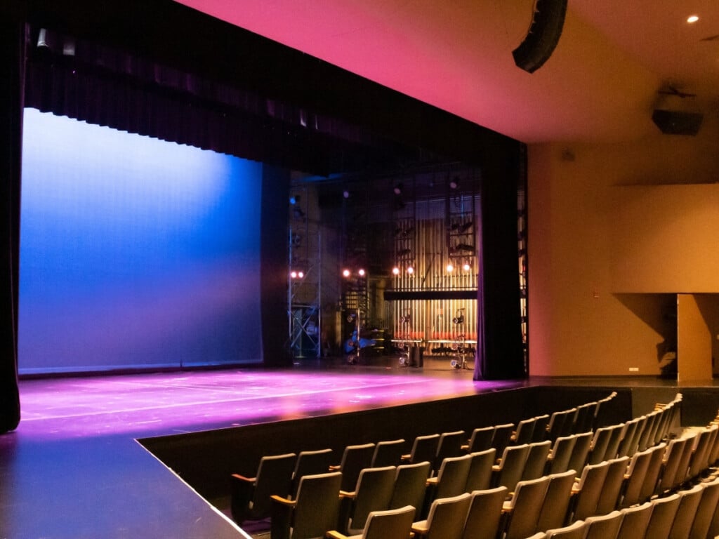 The stage and seating at Leeward Community College Theatre. 