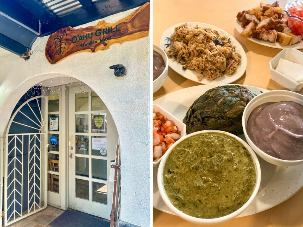 The outside of the Oʻahu Grill & Hawaiian food inside the Kaimuki restaurant.