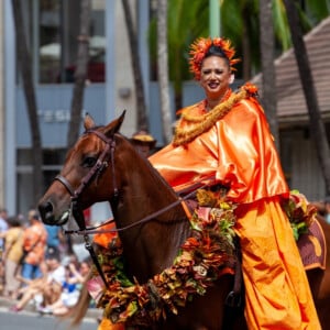 A Paʻu Rider in the Aloha Festivals Parade in Waikīkī.