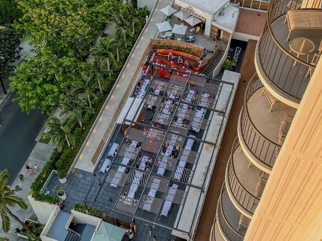 Aerial view of Pāʻina Waikīkī Lūʻau.