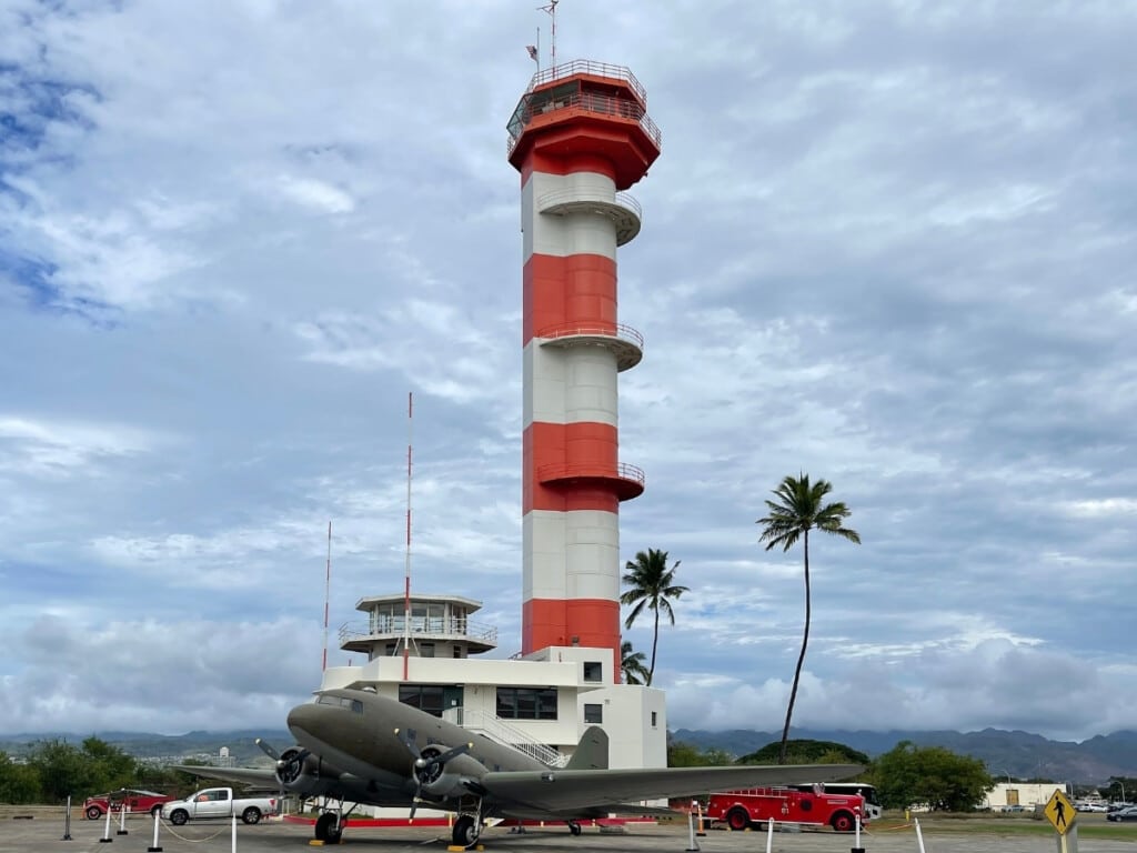 The Ford Island Control Tower at Pearl Harbor Aviation Museum.
