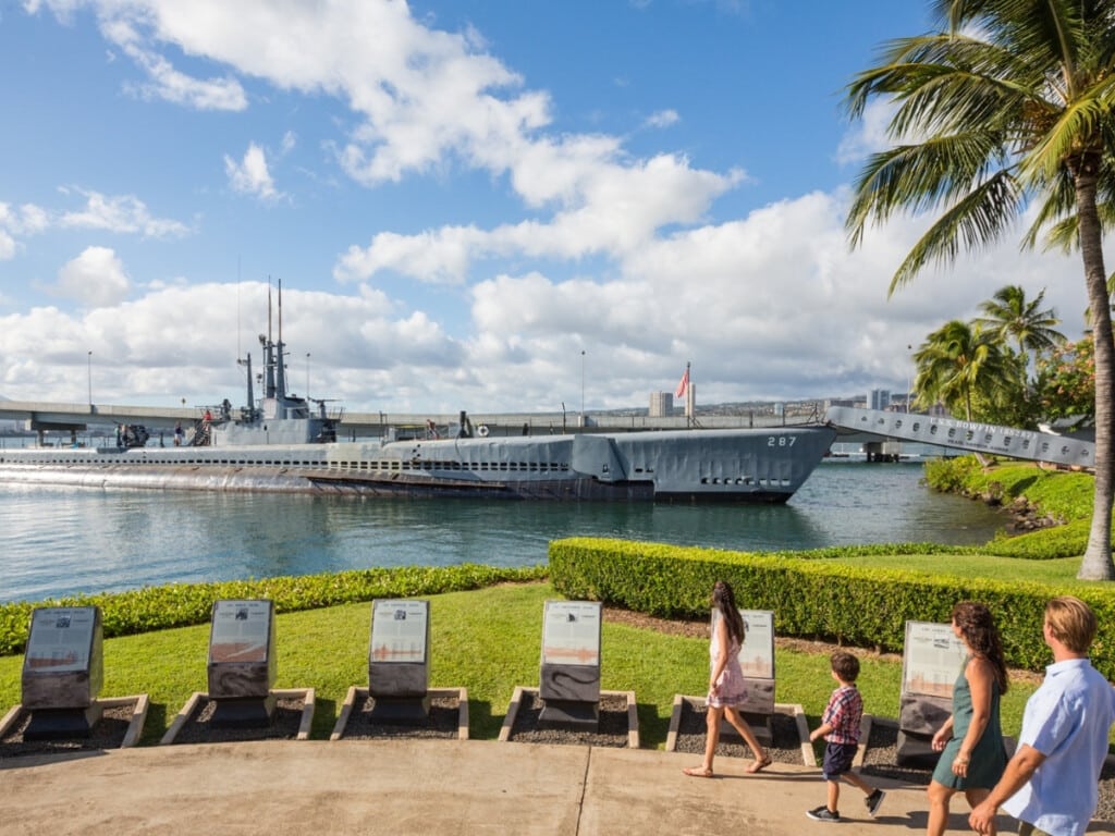 The Waterfront Memorial and USS Bowfin submarine at Pacific Fleet Submarine Museum at Pearl Harbor.