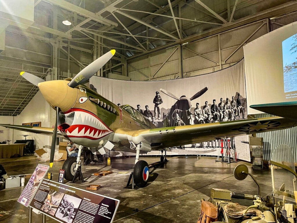 Fighter plane displayed inside the Pearl Harbor Aviation Museum.