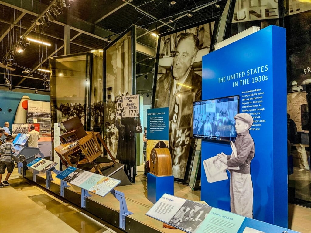 Inside the "Road to War" museum exhibit gallery at the Pearl Harbor Visitor Center.