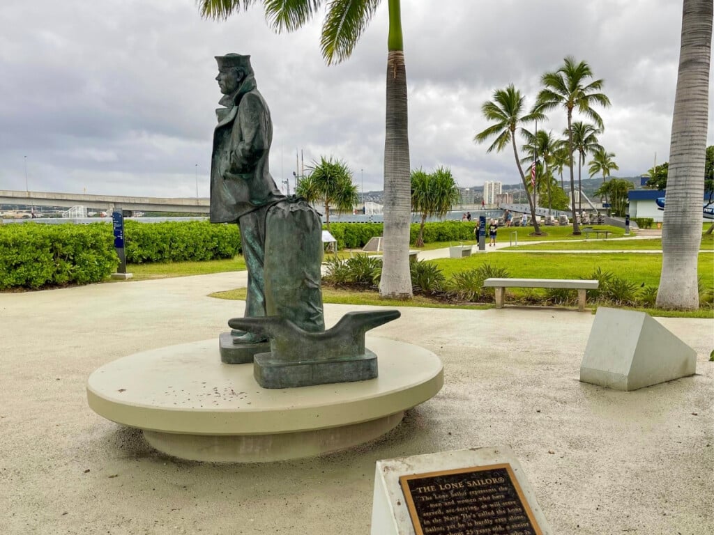 The Lone Sailor, a statue at Pearl Harbor National Memorial.