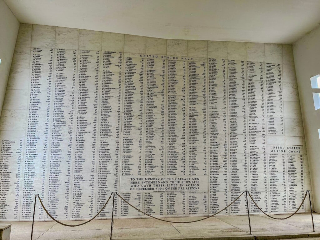 The shrine room, part of the USS Arizona Memorial.