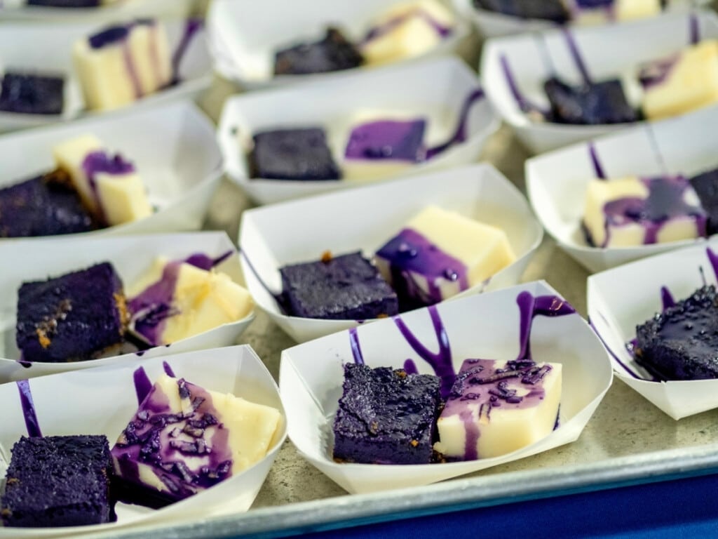 Haupia pie and ube dessert at the Ka Moana Luau.