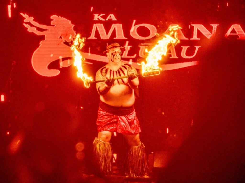 Samoan exhilarating fire-knife dance at Ka Moana Luau.