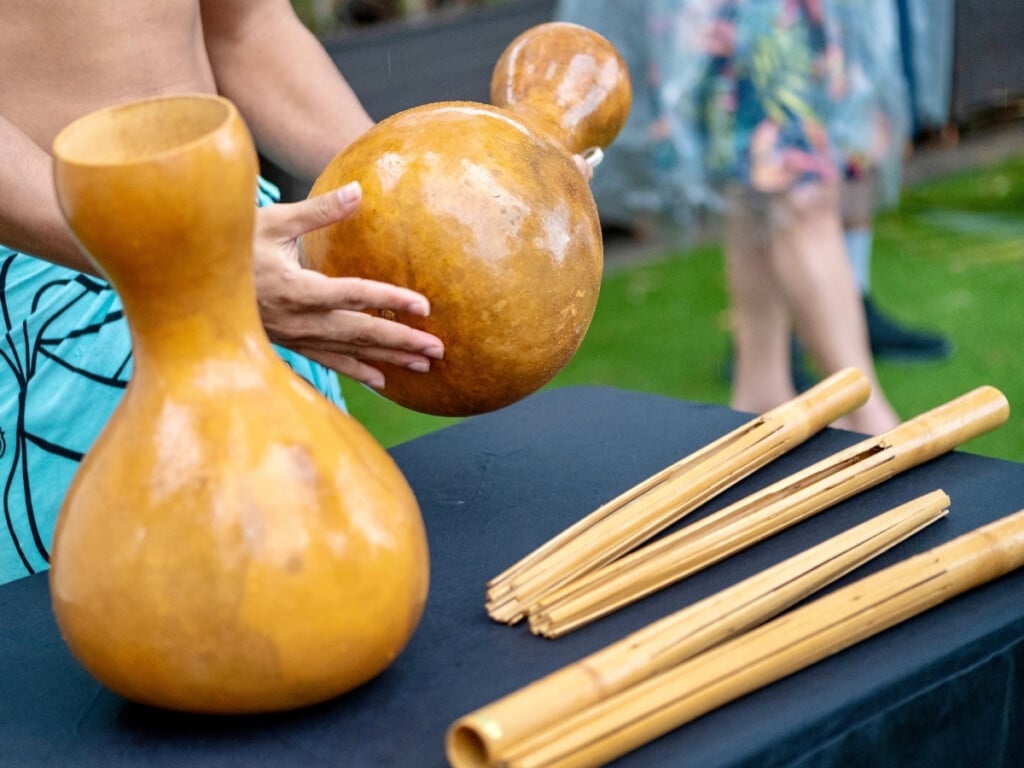 Traditional Polynesian instruments at the Ka Moana Luau.