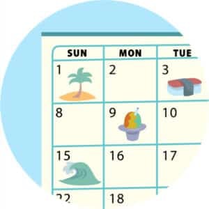 An icon to represent the "Events Calendar" category on the Waikīkī Beach Stays website.