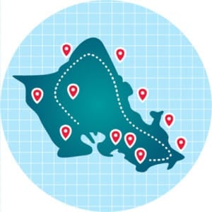 An icon to represent the "Plan Trip" category on the Waikīkī Beach Stays website.